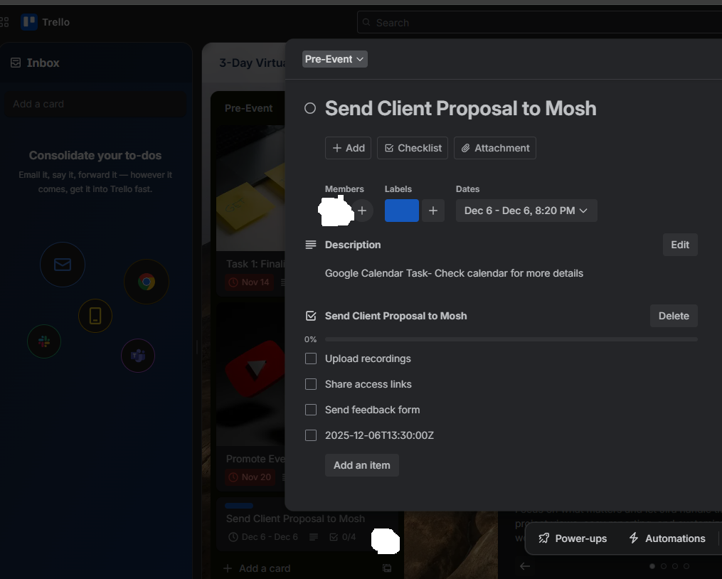 Trello Card Successfully Added